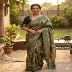 Premium Banarasi Lichi Silk Woven Saree with Blouse